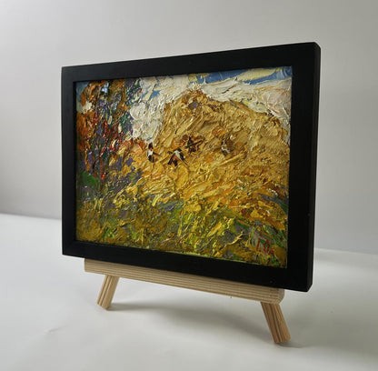 Oil painting In the summer field by Oleksiy Ivanyuk in black frame