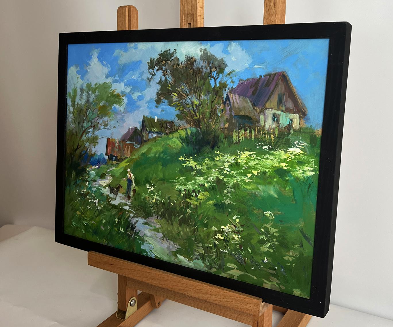 Oil painting A walk near the village by Yuriy Suprunchuk rustic scene