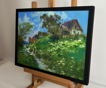 Oil painting A walk near the village by Yuriy Suprunchuk rustic scene