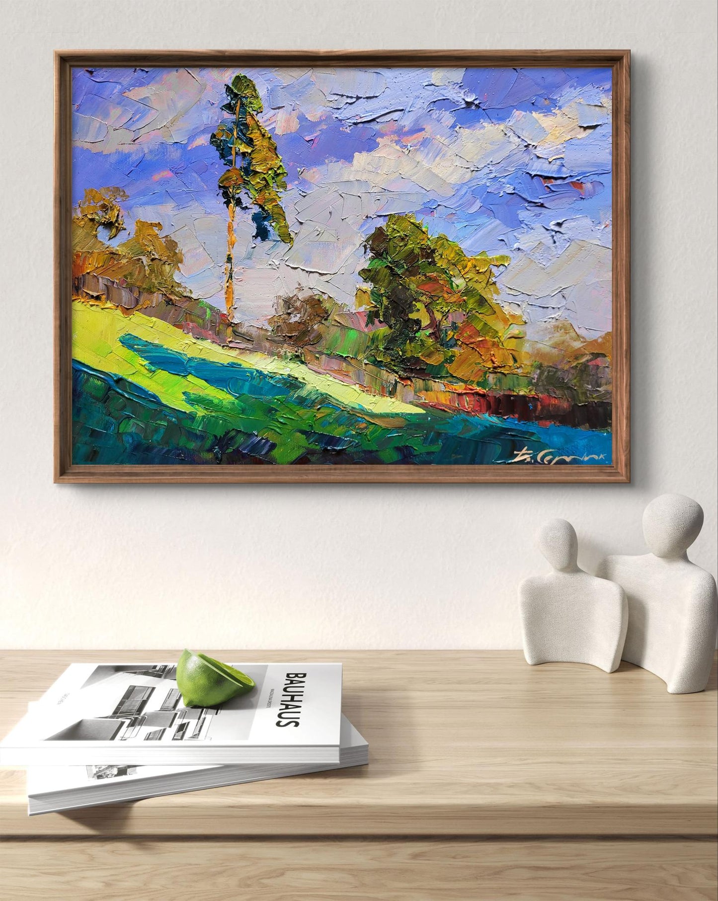 Oil painting The last days of summer by Boris Serdyuk in wooden frame