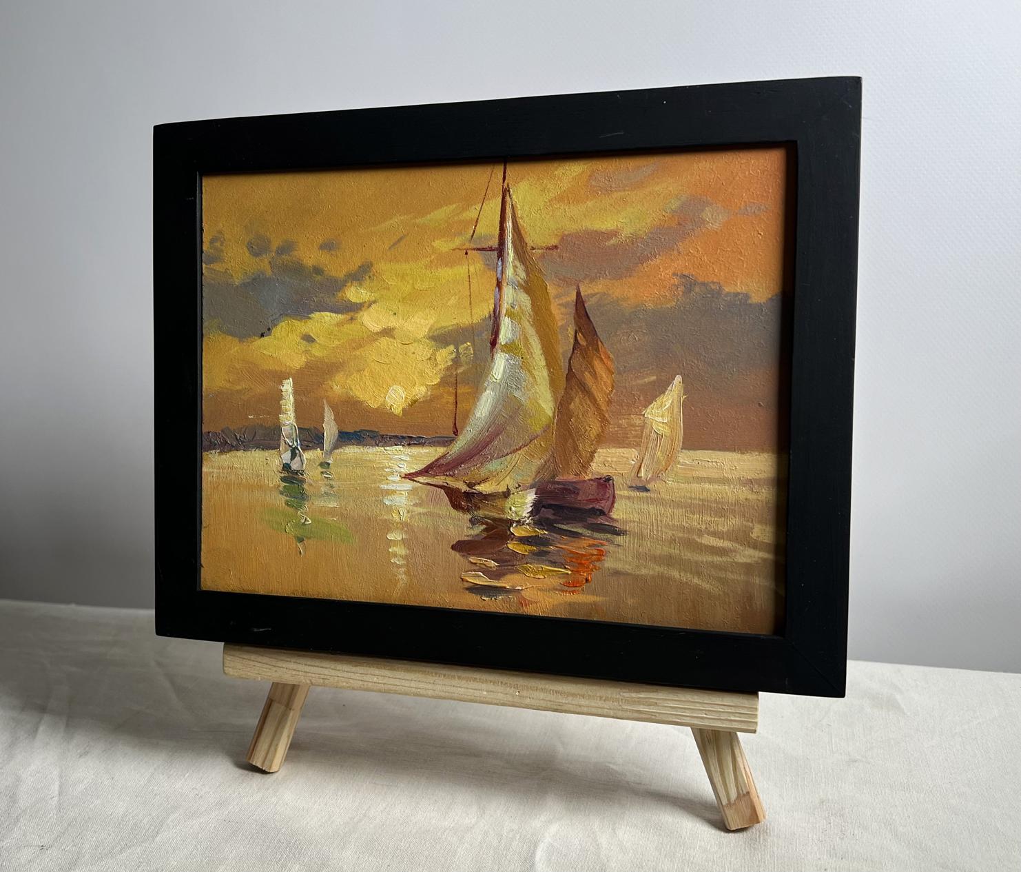 Framed oil painting In the Evening at Sea by Yuriy Suprunchuk