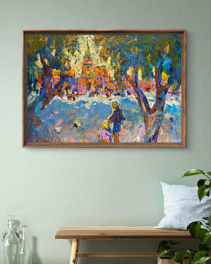 Oil painting Alley in the park by Oleksiy Ivanyuk in rustic frame