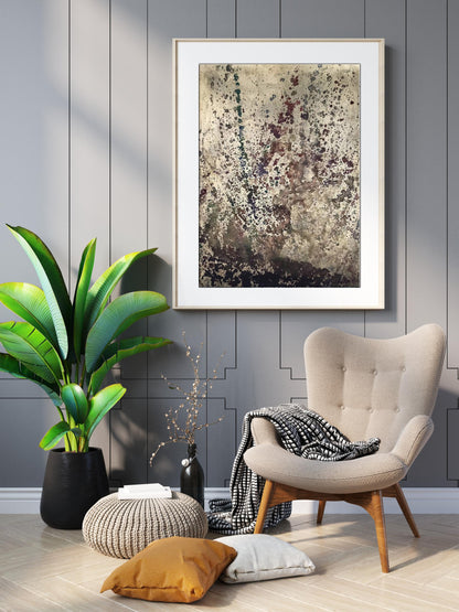 Framed acrylic painting Think with your body by Olga Melezhik in earth tones