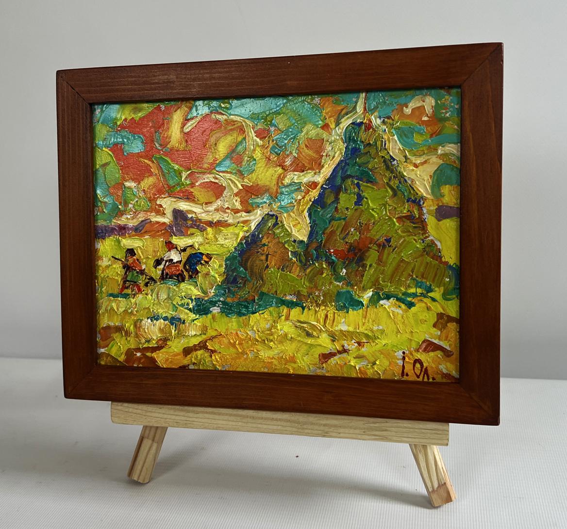 Oil painting Sunny hot day in the field by Oleksiy Ivanyuk in wooden frame
