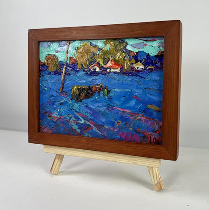 Oil painting The path to your home by Oleksiy Ivanyuk in wooden frame