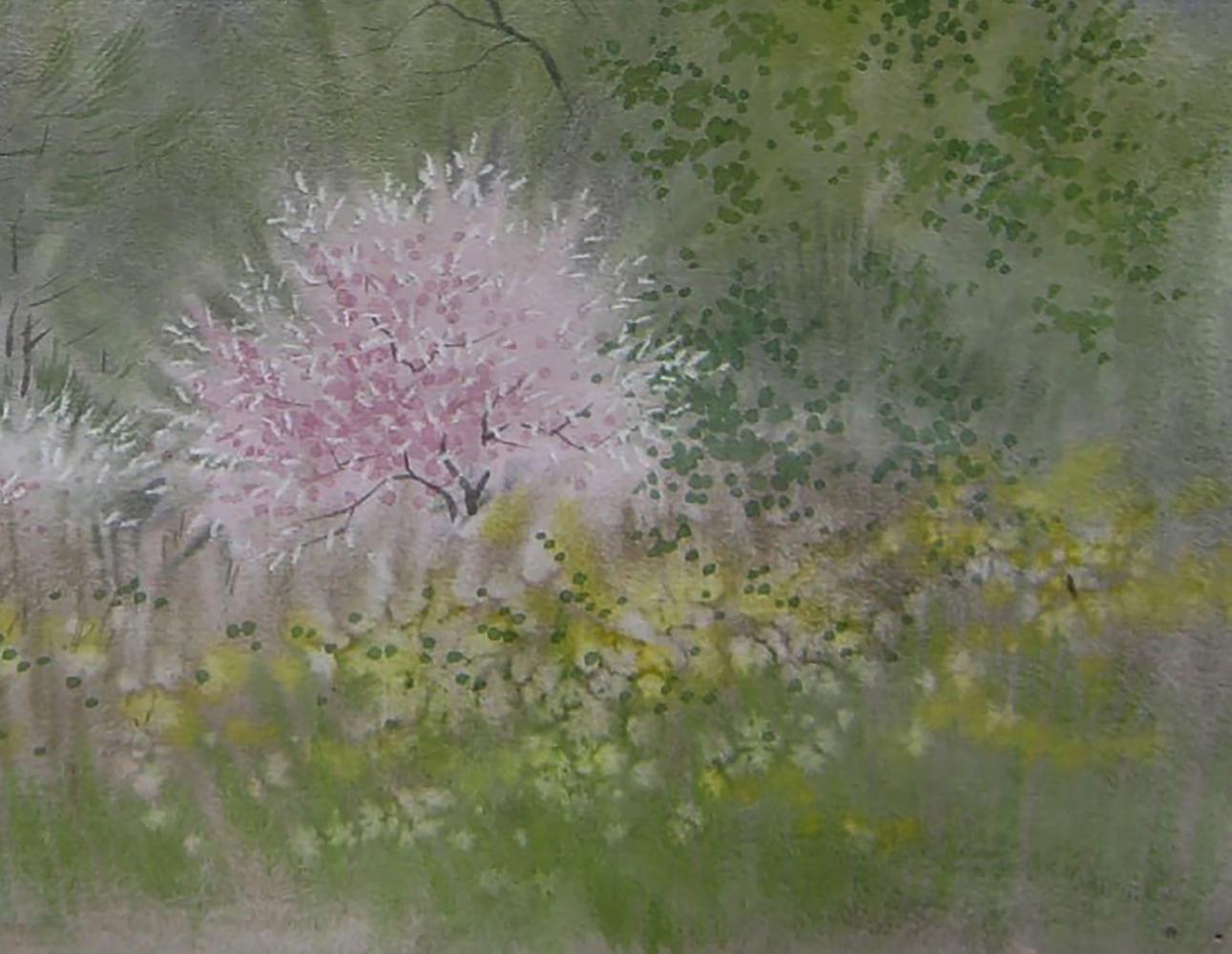 Watercolor blooming spring tree by Valery Savenets impressionistic painting