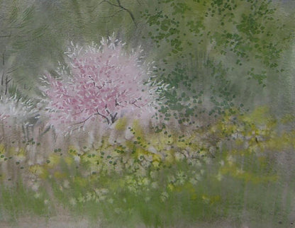 Watercolor blooming spring tree by Valery Savenets impressionistic painting
