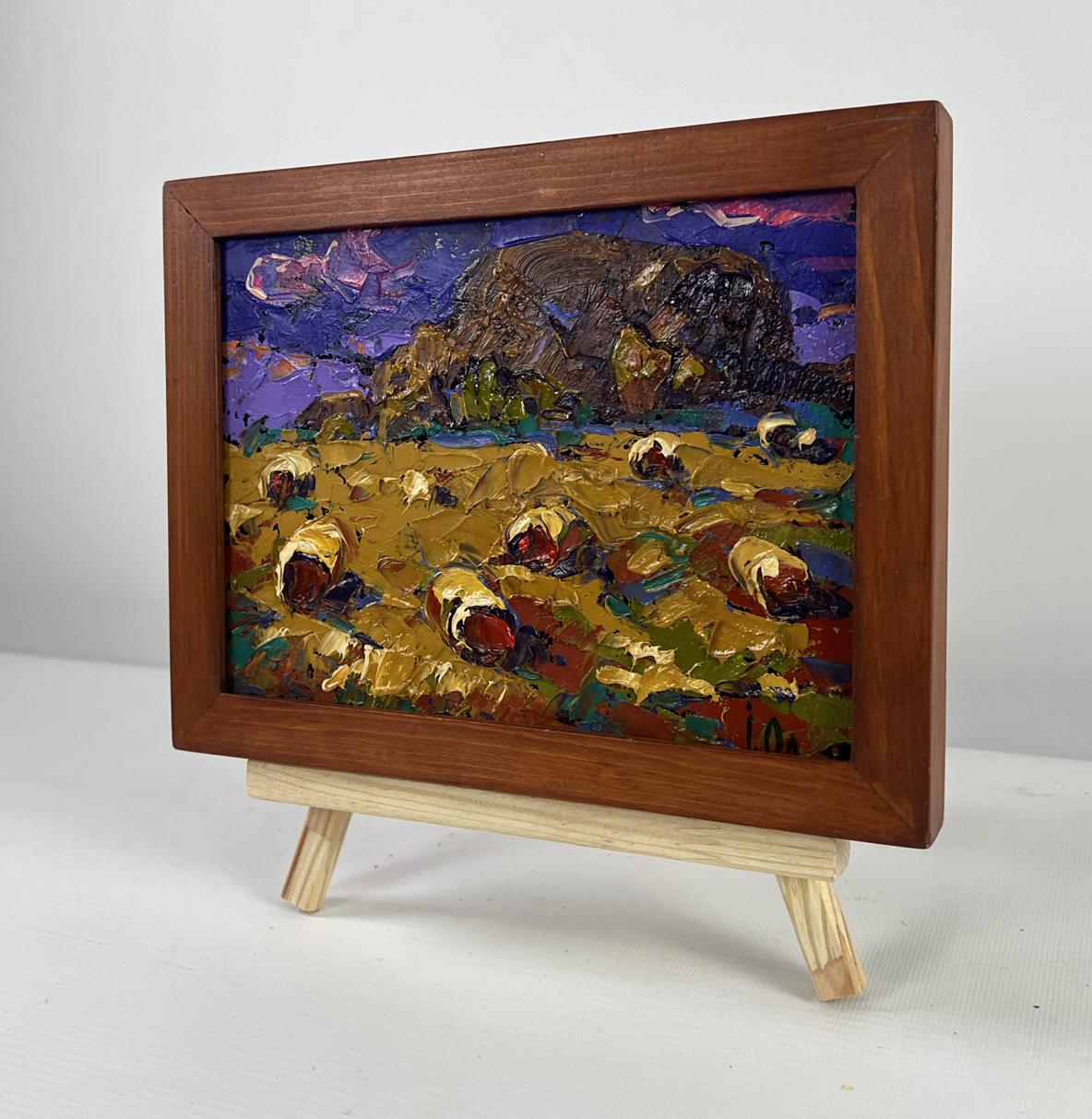 Oil painting Wind in the Stubble by Oleksiy Ivanyuk, golden fields impasto