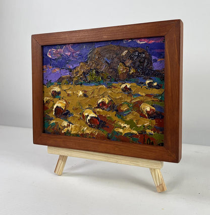 Oil painting Wind in the Stubble by Oleksiy Ivanyuk, golden fields impasto