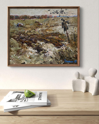 Rustic Deep Autumn oil painting by Oleksiy Ivanyuk, pastoral scene