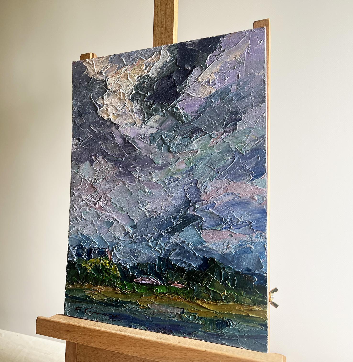 Oil painting Before the Rain by Boris Serdyuk, stormy textured landscape