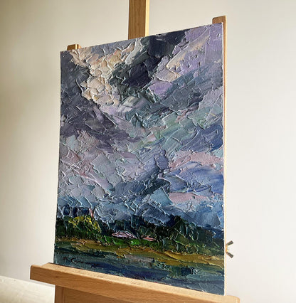 Oil painting Before the Rain by Boris Serdyuk, stormy textured landscape
