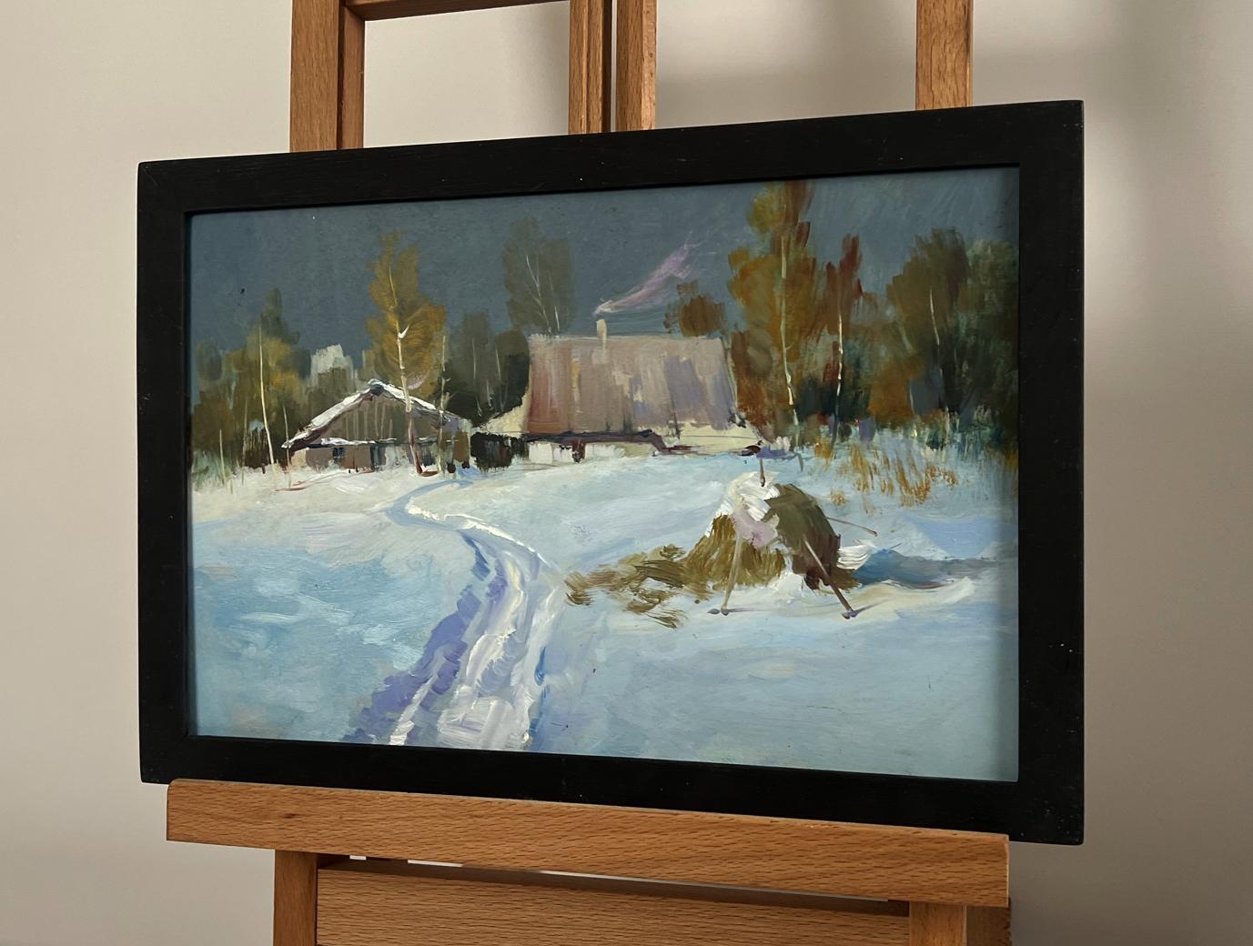 Oil painting Winter night comfort by Yuriy Suprunchuk on wooden easel