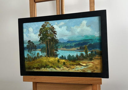 Framed oil painting River in green embrace by Yuriy Suprunchuk