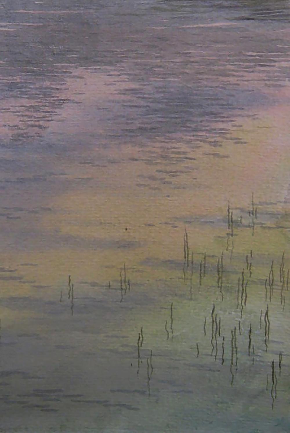 Watercolor painting Morning river by Valery Savenets serene reflections
