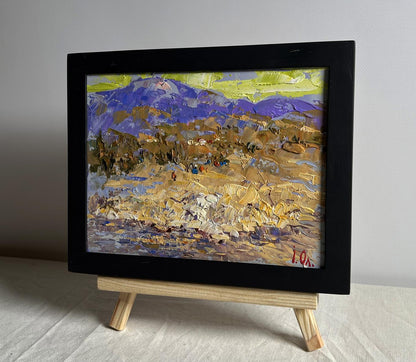 Oleksiy Ivanyuk Oil painting The bank of a mountain river in black frame