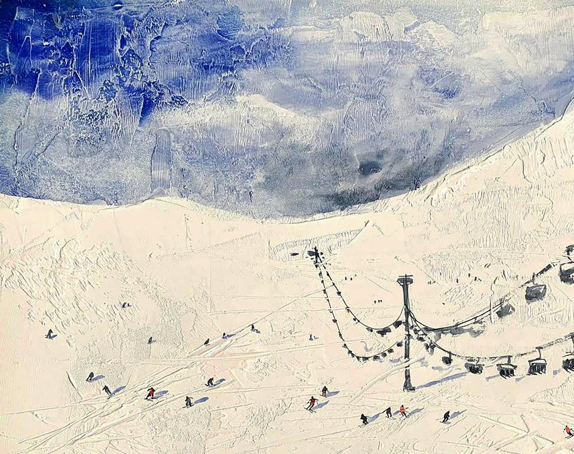 Watercolor painting In the Winter Mountains Olena Klimenko