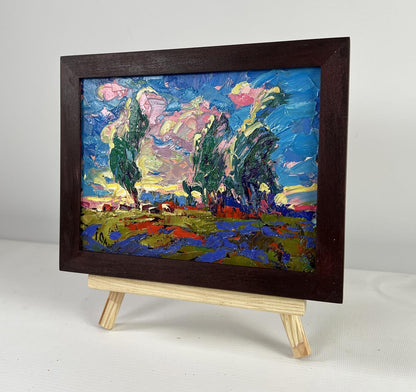 Oil painting The whisper of the breeze in the fields by Oleksiy Ivanyuk in dark frame