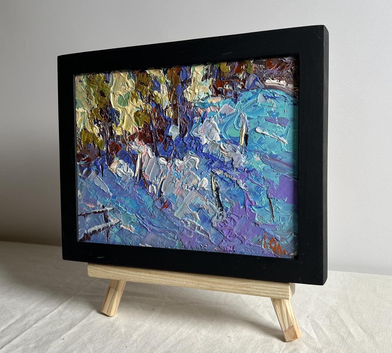 Oil painting of large snowdrifts by Oleksiy Ivanyuk in black frame
