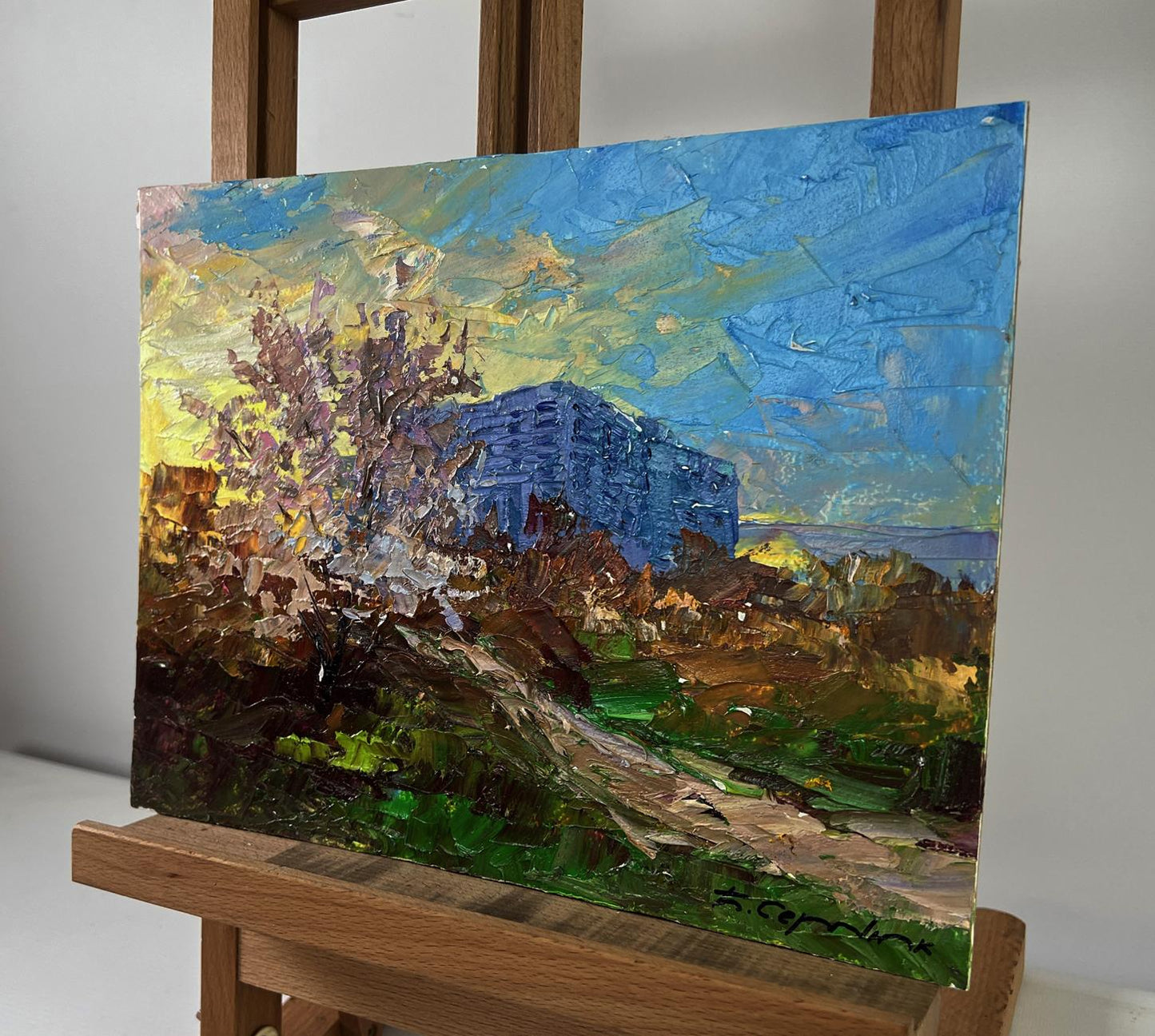 Vibrant impressionist oil painting Evening envelops the city by Boris Serdyuk