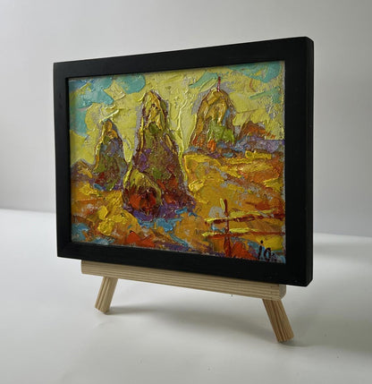 Oil painting Dawn in the Field by Oleksiy Ivanyuk in black frame
