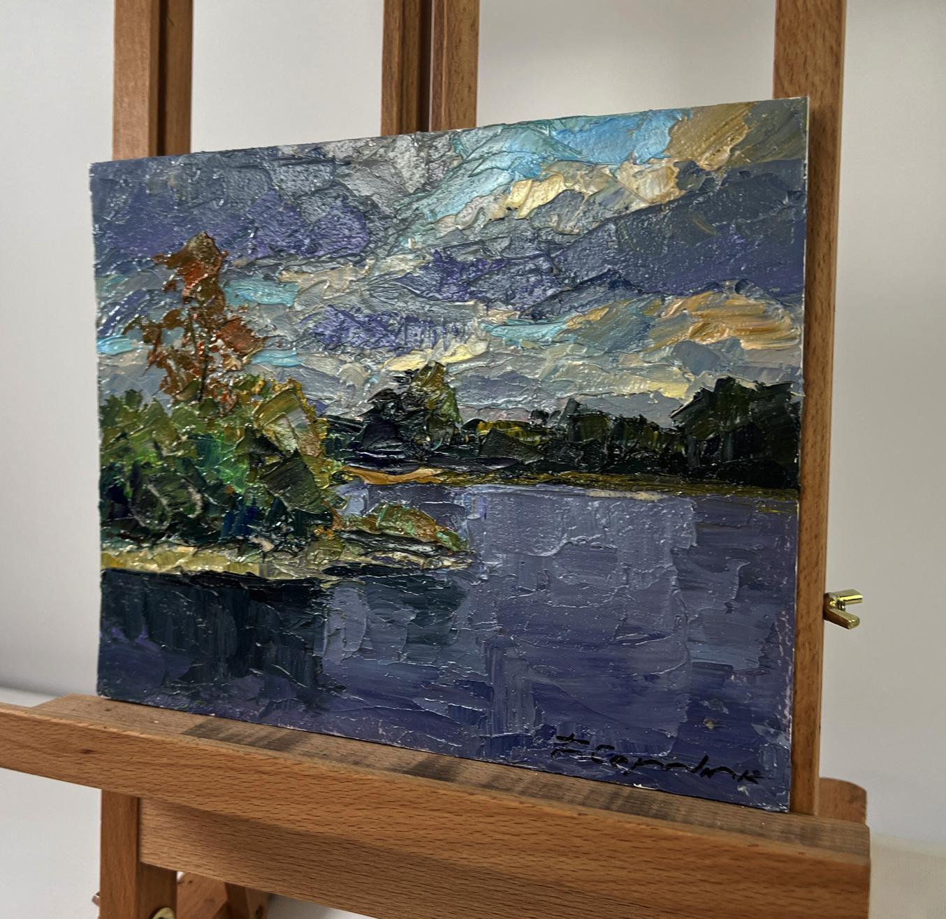 Oil painting A moment before the first drop of rain by Boris Serdyuk serene lake scene