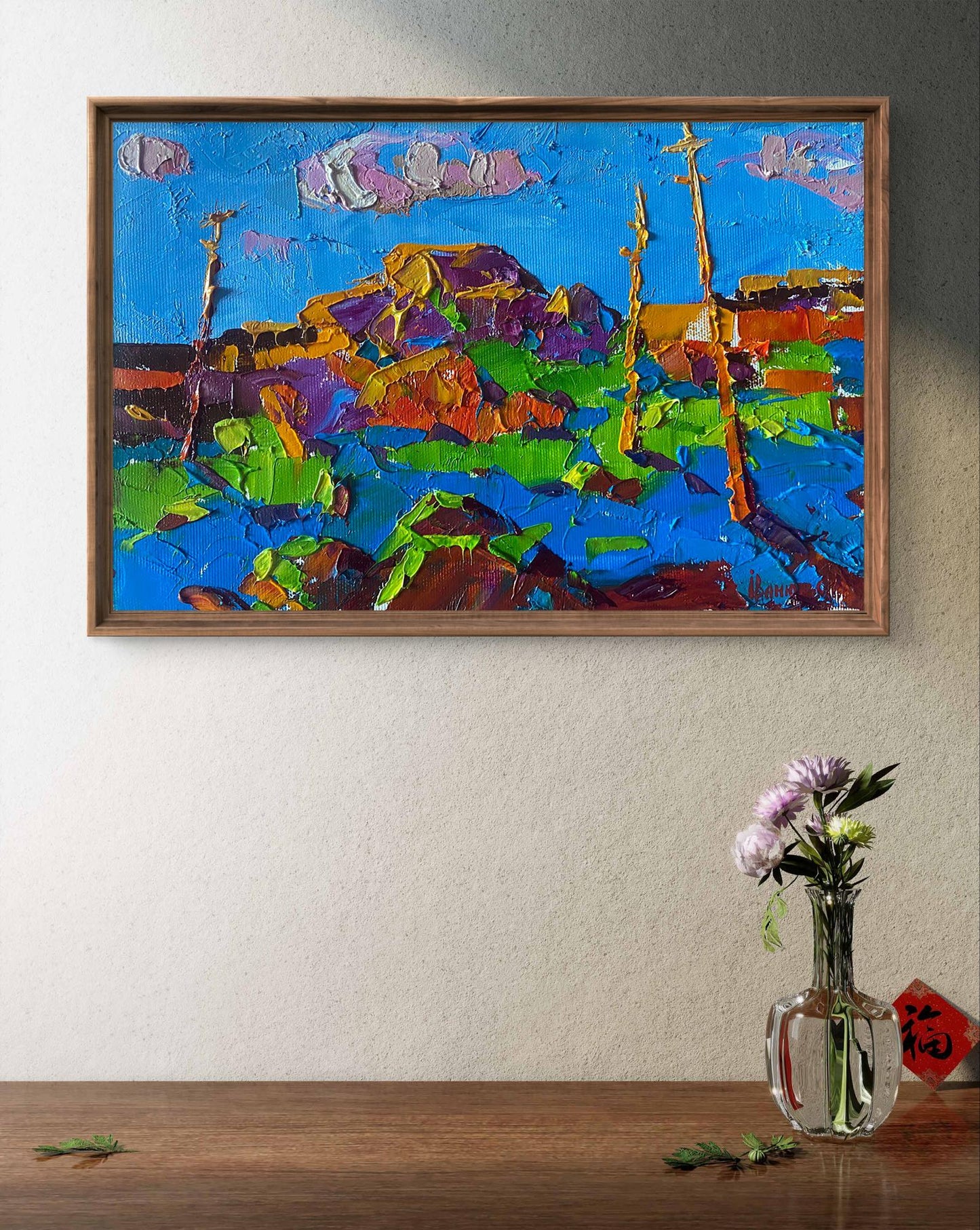 Oil painting Evening ray by Oleksiy Ivanyuk in wooden frame