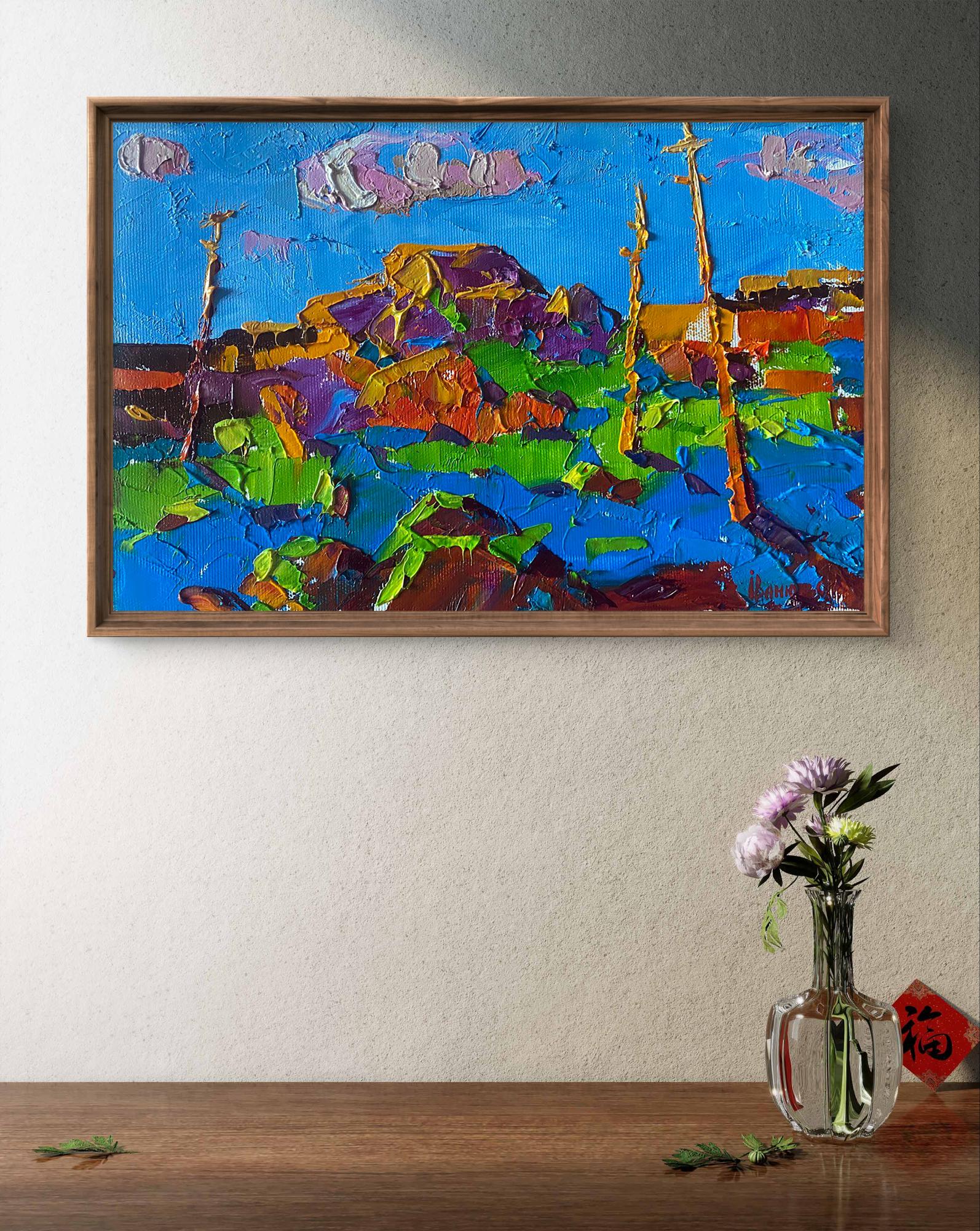 Oil painting Evening ray by Oleksiy Ivanyuk in wooden frame
