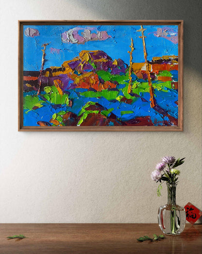 Oil painting Evening ray by Oleksiy Ivanyuk in wooden frame