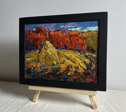 Oil painting Autumn smell of the field by Oksana Ivanyuk in black frame