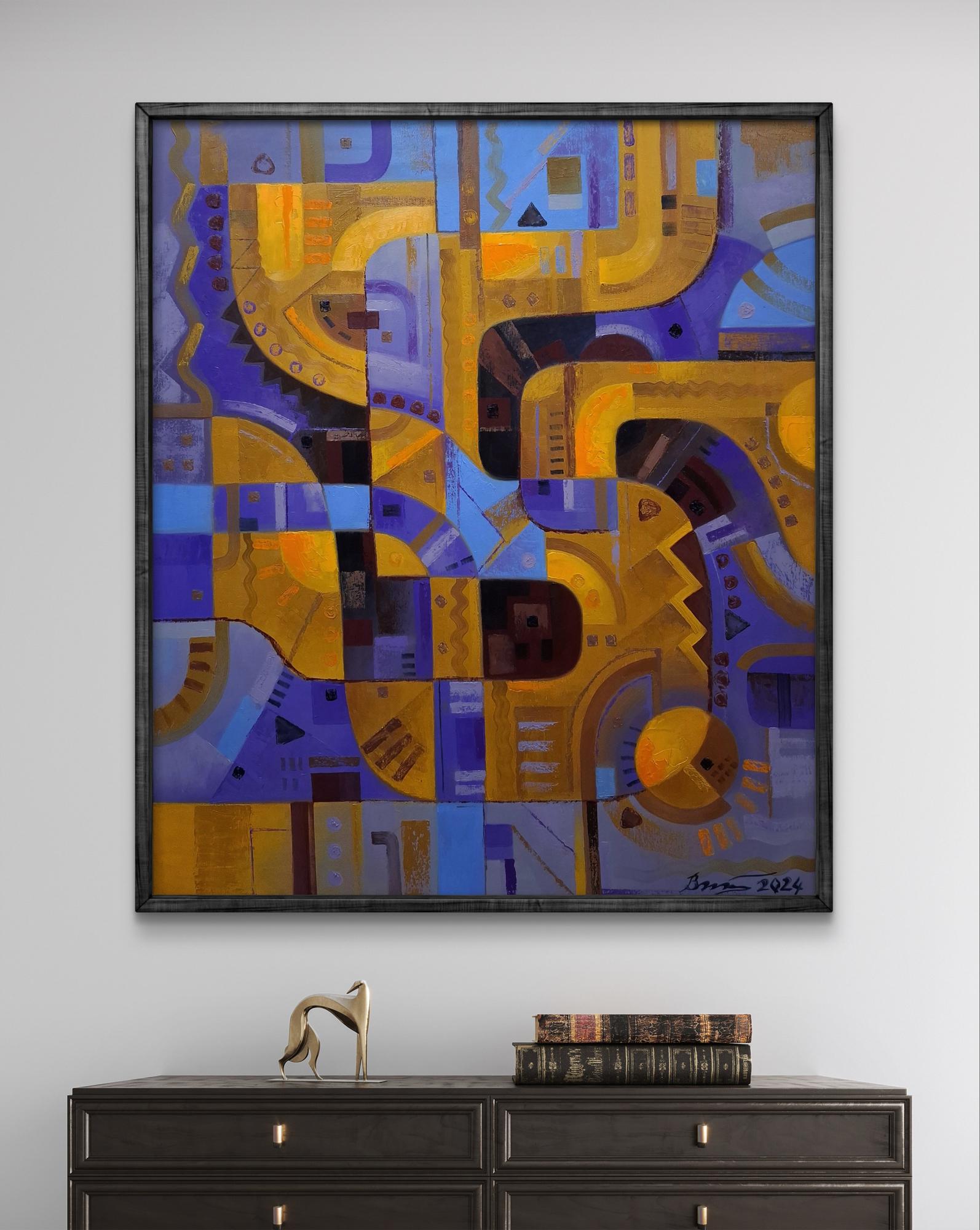 Oil painting Light lines by Sergiy Voichenko in black frame