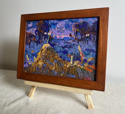 Oil painting Dusk fell on the field by Oleksiy Ivanyuk vibrant textured artwork