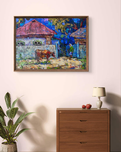 Oil painting The Evening has arrived by Oleksiy Ivanyuk with rustic scene