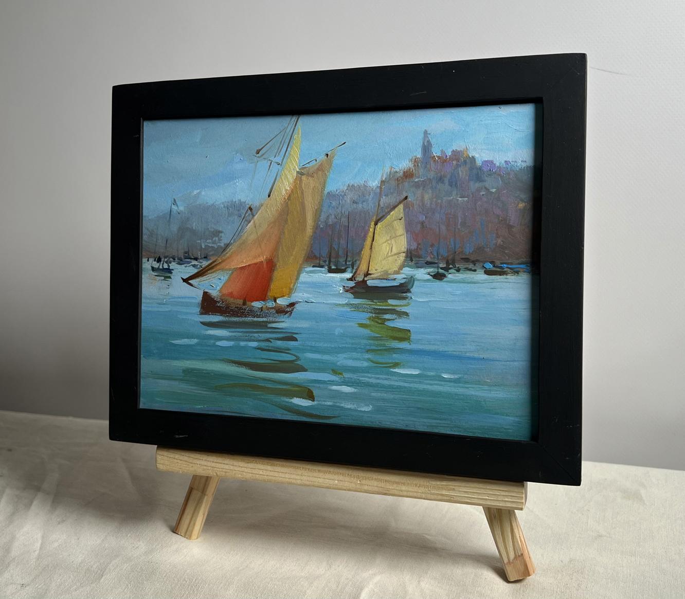 Framed oil painting of sailboats by Yuriy Suprunchuk, Sailing holidays