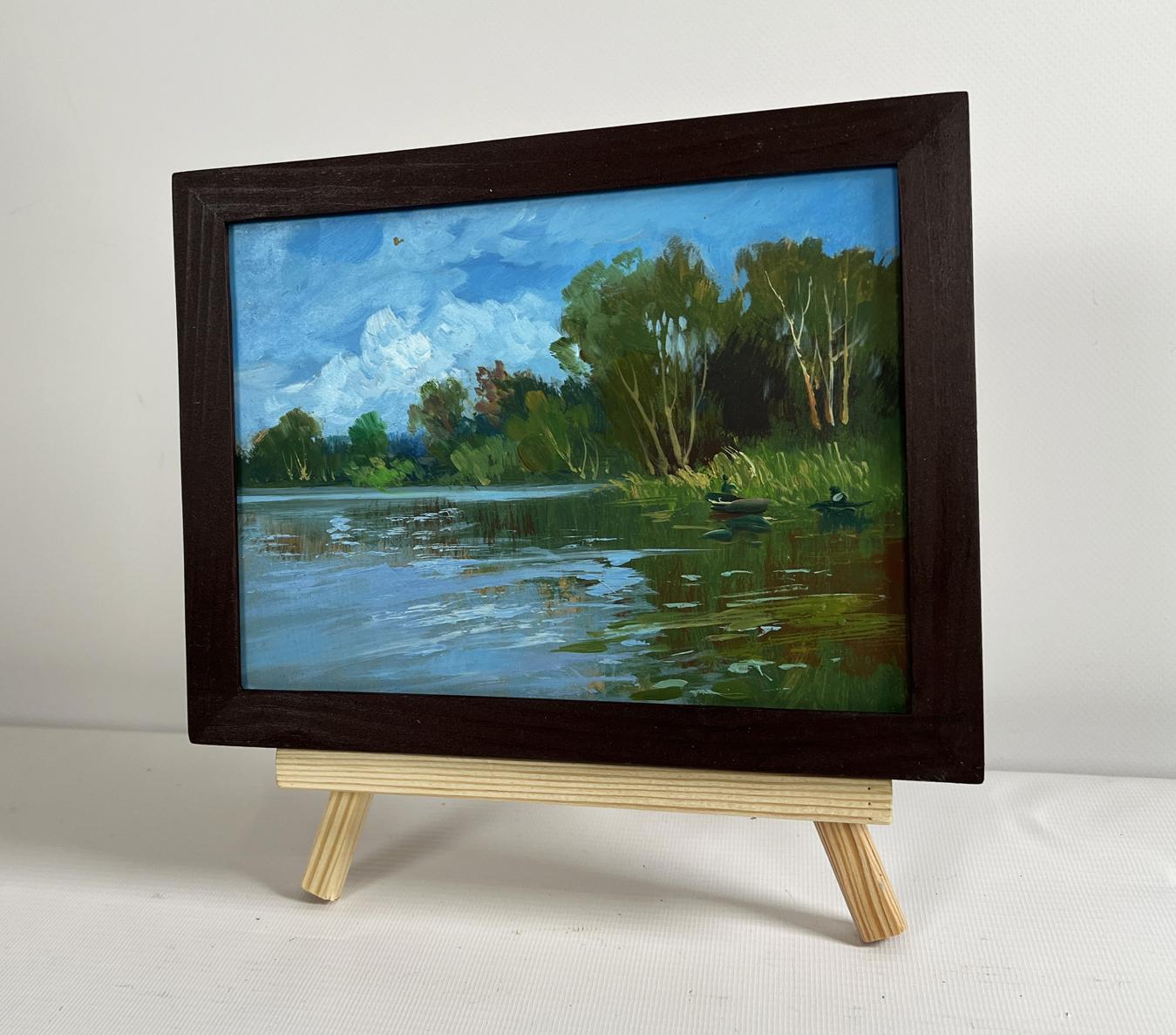 Framed oil painting River in green embrace by Yuriy Suprunchuk