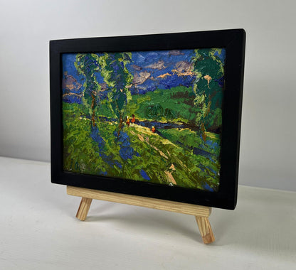 Oleksiy Ivanyuk oil painting of summer field paths in black frame