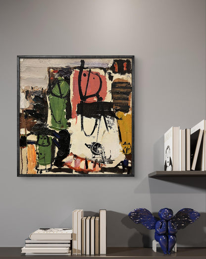 Oil painting Children by Anatoly Tertychny in black frame with bold colorful strokes