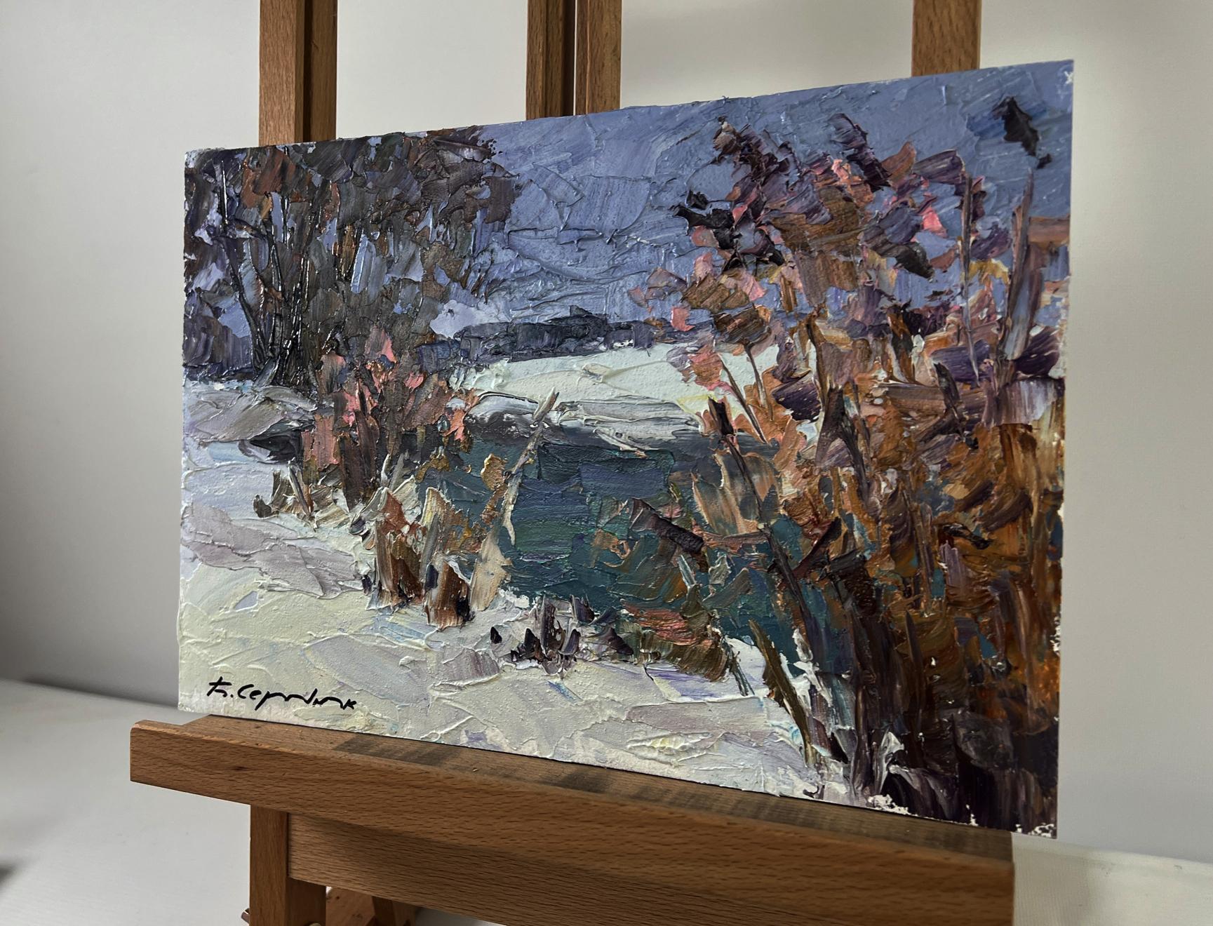 Oil painting The first snow and the breath of frost by Boris Serdyuk winter landscape