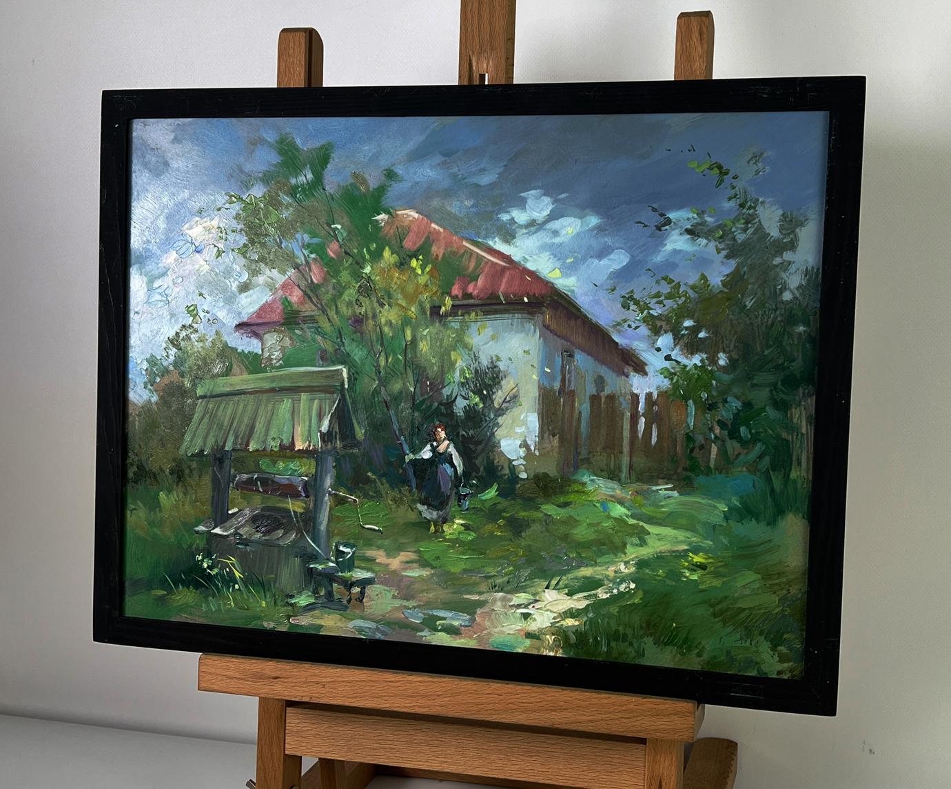 Oil painting Village Well by Yuriy Suprunchuk, rustic countryside scene