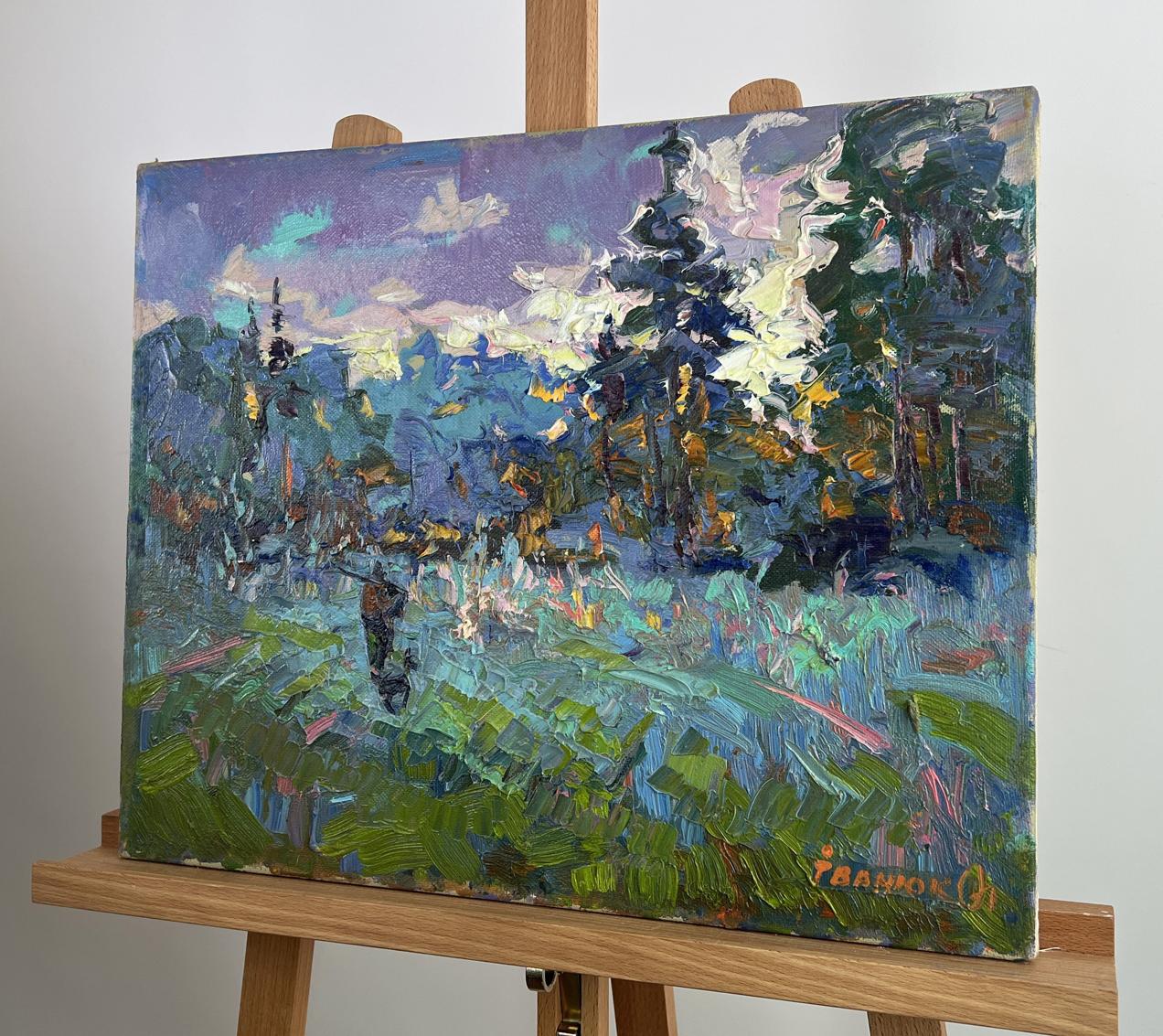 Vibrant impressionist oil painting Silver of morning dew by Oleksiy Ivanyuk
