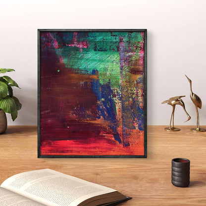 Framed Acrylic painting Pursuit of a dream by Olga Melezhik, teal red purple strokes