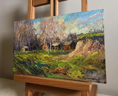 Oil painting The fragrant nature of spring by Boris Serdyuk, rustic village landscape