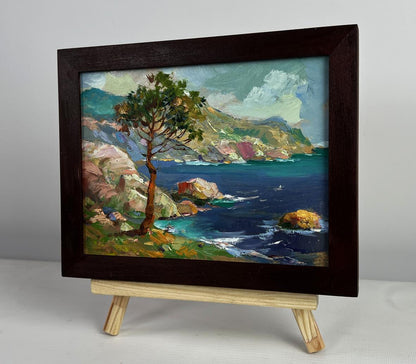 Oil painting The leaves sway in the wind by Yuriy Suprunchuk in dark frame