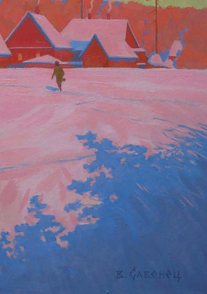 Oil painting Frosty Evening in the Village by Valery Savenets