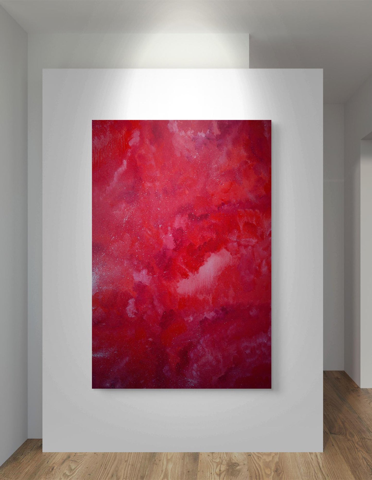 Oil painting Mystical red by Victoria Kagalovska on gallery wall