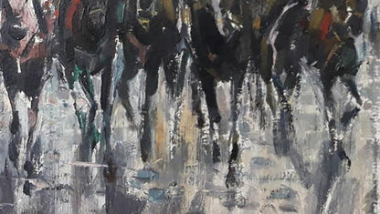 Oil painting of horse parade on Red Square by Vasily Korkishko