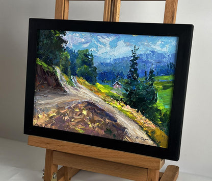 Oil painting Fresh mountain air by Boris Serdyuk in black frame