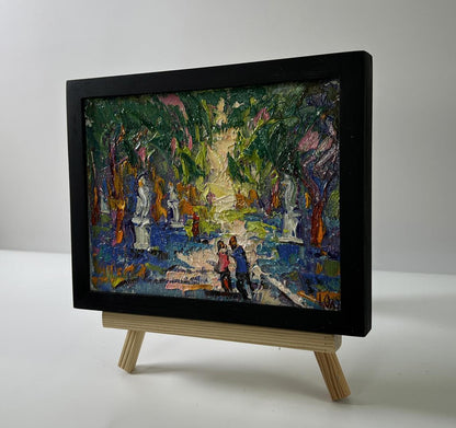 Oil painting Walk in the Park by Oleksiy Ivanyuk in black frame