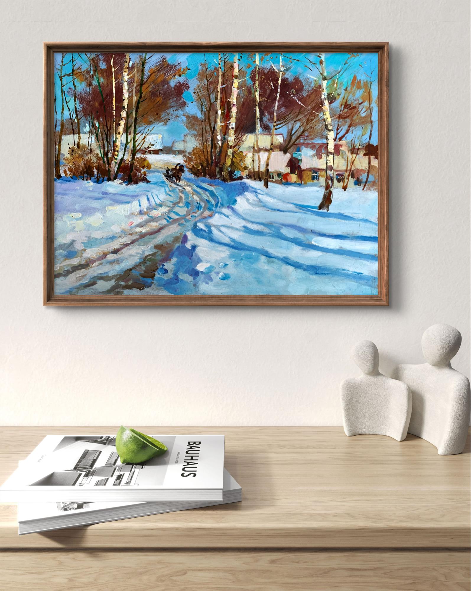 Oil painting Sunny winter day by Yuriy Suprunchuk in wooden frame