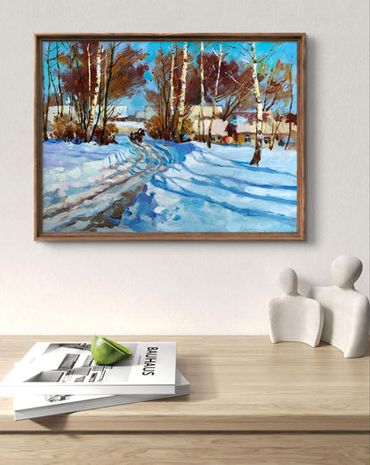 Oil painting Sunny winter day by Yuriy Suprunchuk in wooden frame